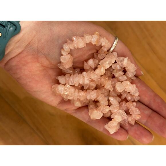Rose Quartz Gemstone Chip Strand Necklace - Picture 5 of 5